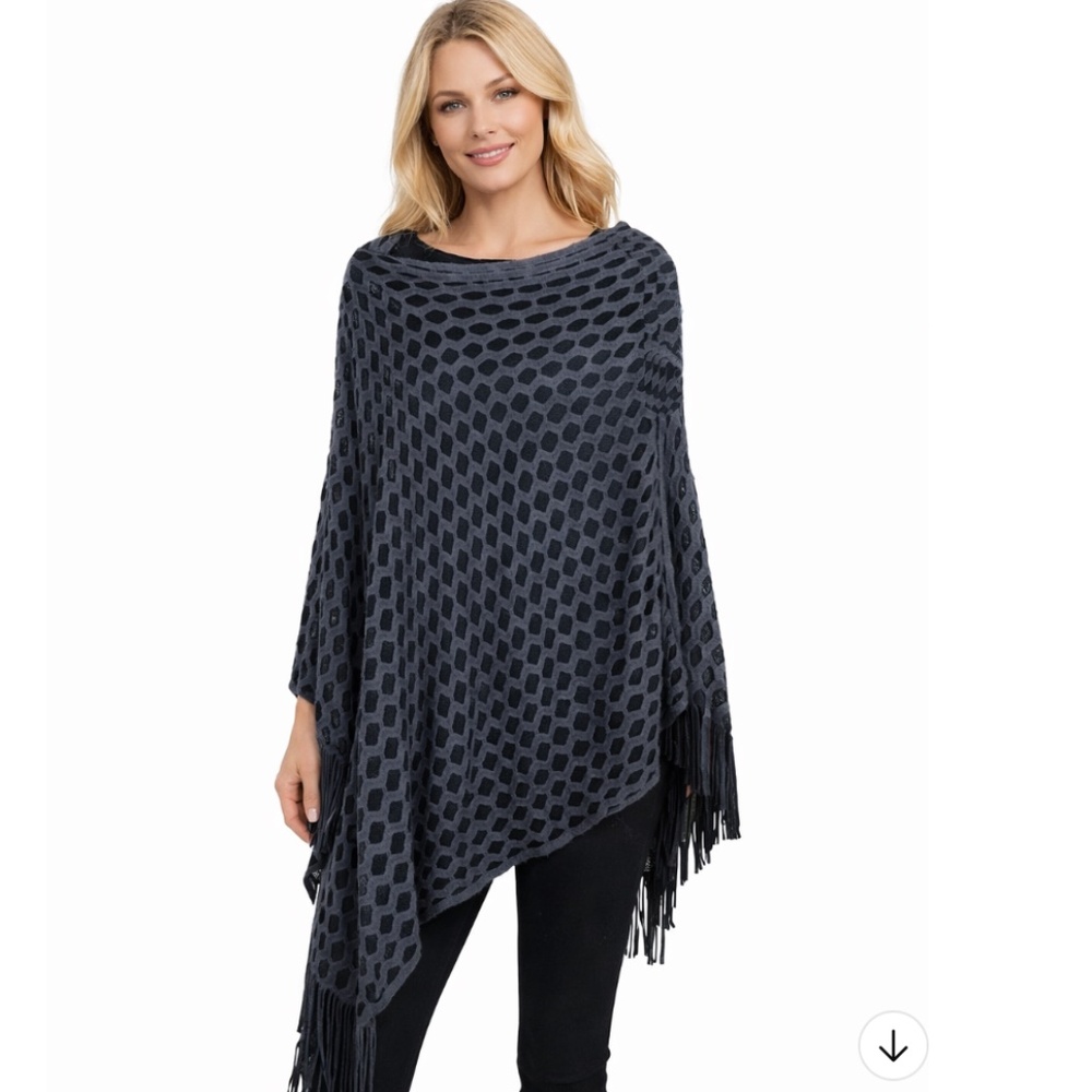 AMBOS Wool Blend Open Weave Kaftan Shawl Size M